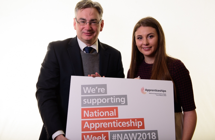 Julian Knight MP with apprentice Sarah Mahoney.