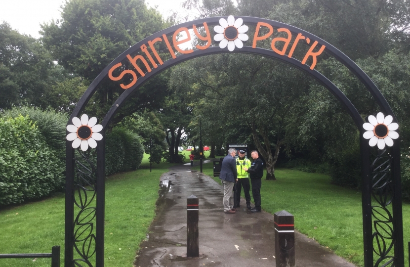 Julian Knight MP with police at Shirley Park.