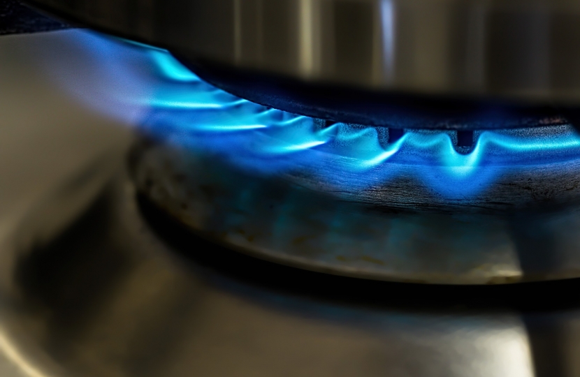 Gas hob with pan on