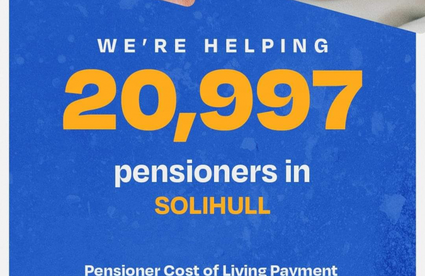 £300 Pensioner Cost of Living Payment for 20,997 pensioners in Solihull