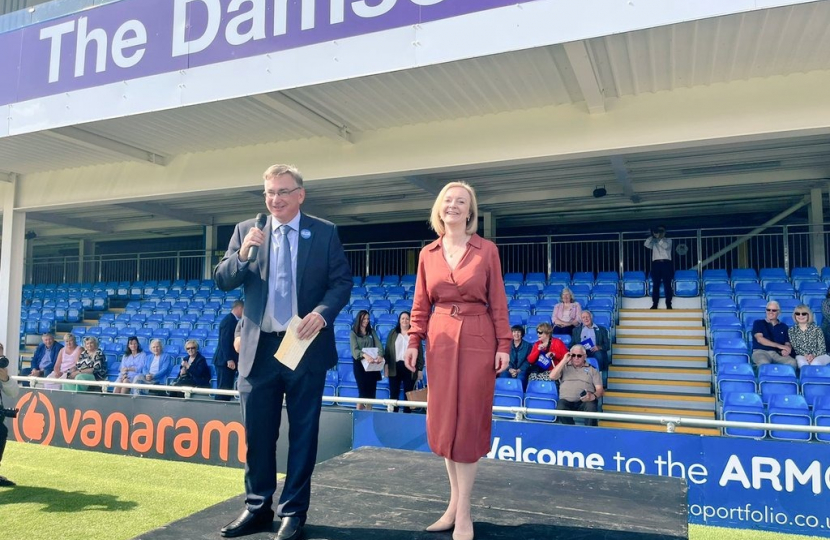 Julian Knight MP with the Foreign Secretary, Liz Truss MP