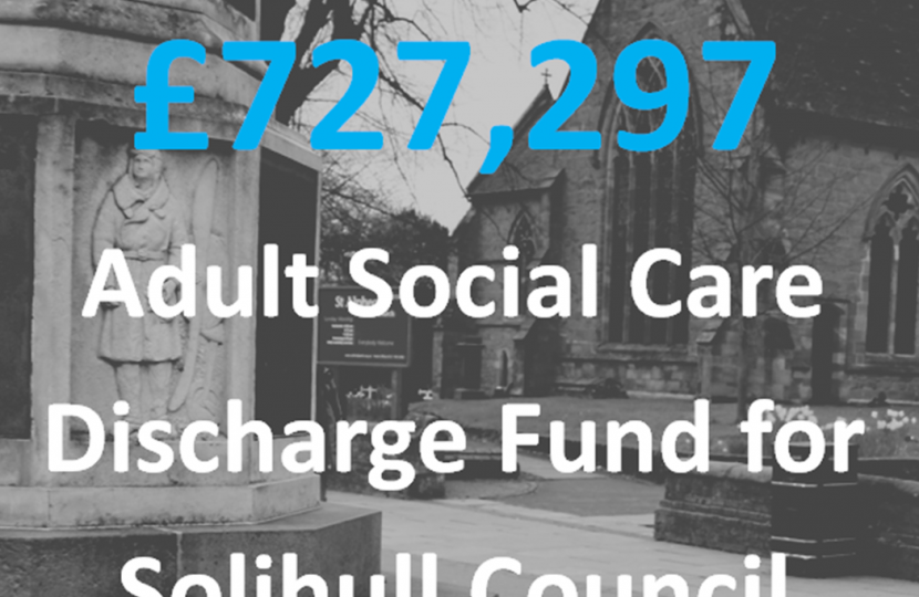 Solihull receives £727,297 as part of the Adult Social Care Discharge Fund