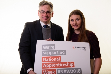 Julian Knight MP with apprentice Sarah Mahoney.