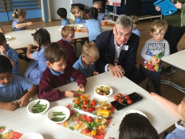 Julian Knight MP in a school.