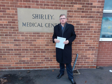 Julian Knight MP outside Shirley Medical Centre, Solihull Healthcare Partnership 